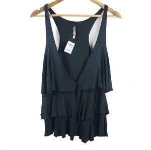 Charlotte Russe Black Ruffle Layered Racerback‎ Tank Top Womens Y2K